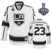 Reebok Los Angeles Kings 23 Men's Dustin Brown Authentic White Away 2014 Stanley Cup NHL Jersey