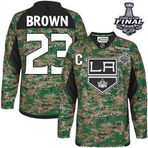 Reebok Los Angeles Kings 23 Men's Dustin Brown Authentic Camo Veterans Day Practice 2014 Stanley Cup NHL Jersey