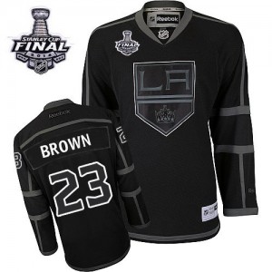 Reebok Los Angeles Kings 23 Men's Dustin Brown Authentic Black Ice 2014 Stanley Cup NHL Jersey
