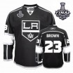 Reebok Los Angeles Kings 23 Men's Dustin Brown Premier Black Home 2014 Stanley Cup NHL Jersey