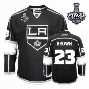 Reebok Los Angeles Kings 23 Men's Dustin Brown Authentic Black Home 2014 Stanley Cup NHL Jersey