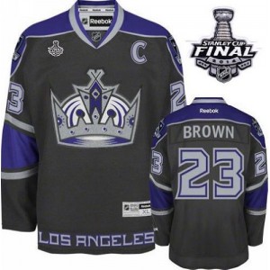Reebok Los Angeles Kings 23 Men's Dustin Brown Premier Black Third 2014 Stanley Cup NHL Jersey