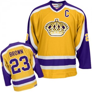 Reebok Los Angeles Kings 23 Men's Dustin Brown Premier Gold NHL Jersey