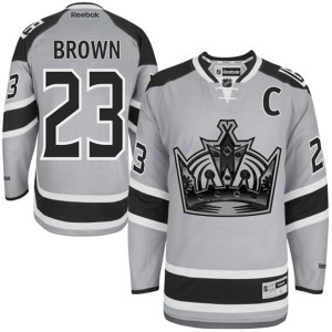 Reebok Los Angeles Kings 23 Men's Dustin Brown Premier Grey 2014 Stadium Series NHL Jersey