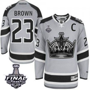 Reebok Los Angeles Kings 23 Men's Dustin Brown Premier Grey 2014 Stadium Series 2014 Stanley Cup NHL Jersey