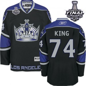 Reebok Los Angeles Kings 74 Men's Dwight King Premier Black Third 2014 Stanley Cup NHL Jersey