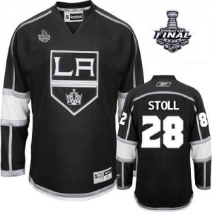 Reebok Los Angeles Kings 28 Men's Jarret Stoll Premier Black Home 2014 Stanley Cup NHL Jersey