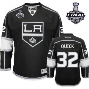 Reebok Los Angeles Kings 32 Men's Jonathan Quick Premier Black Home 2014 Stanley Cup NHL Jersey