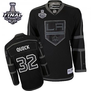 Reebok Los Angeles Kings 32 Men's Jonathan Quick Premier Black Ice 2014 Stanley Cup NHL Jersey