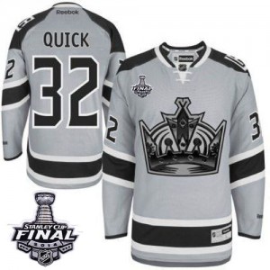 Reebok Los Angeles Kings 32 Men's Jonathan Quick Premier Grey 2014 Stadium Series 2014 Stanley Cup NHL Jersey