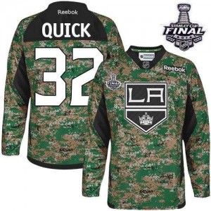 Reebok Los Angeles Kings 32 Youth Jonathan Quick Authentic Camo Veterans Day Practice 2014 Stanley Cup NHL Jersey