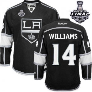 Reebok Los Angeles Kings 14 Men's Justin Williams Premier Black Home 2014 Stanley Cup NHL Jersey