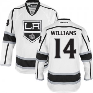 Reebok Los Angeles Kings 14 Men's Justin Williams Authentic White Away NHL Jersey