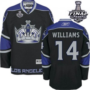 Reebok Los Angeles Kings 14 Youth Justin Williams Authentic Black Third 2014 Stanley Cup NHL Jersey