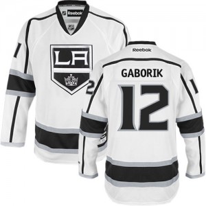 Reebok Los Angeles Kings 12 Men's Marian Gaborik Premier White Away NHL Jersey