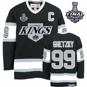 CCM Los Angeles Kings 99 Men's Wayne Gretzky Premier Black Throwback 2014 Stanley Cup NHL Jersey