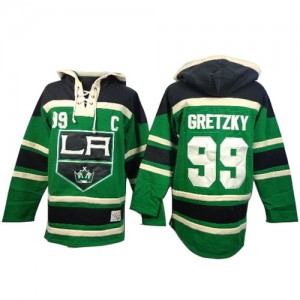 Old Time Hockey Los Angeles Kings 99 Men's Wayne Gretzky Premier Green St. Patrick's Day McNary Lace Hoodie NHL Jersey