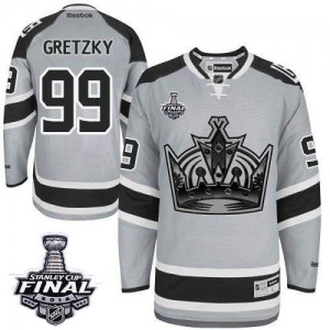 Reebok Los Angeles Kings 99 Men's Wayne Gretzky Premier Grey 2014 Stadium Series 2014 Stanley Cup NHL Jersey