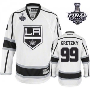 Reebok Los Angeles Kings 99 Men's Wayne Gretzky Premier White Away 2014 Stanley Cup NHL Jersey