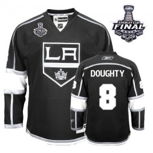 Reebok Los Angeles Kings 8 Men's Drew Doughty Premier Black Home 2014 Stanley Cup NHL Jersey