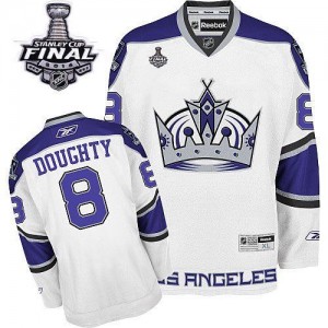 Reebok Los Angeles Kings 8 Men's Drew Doughty Authentic White 2014 Stanley Cup NHL Jersey