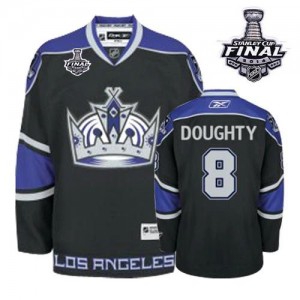 Reebok Los Angeles Kings 8 Men's Drew Doughty Premier Black Third 2014 Stanley Cup NHL Jersey
