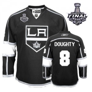 Reebok Los Angeles Kings 8 Youth Drew Doughty Premier Black Home 2014 Stanley Cup NHL Jersey