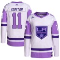 Adidas Los Angeles Kings Men's Anze Kopitar Authentic White/Purple Hockey Fights Cancer Primegreen NHL Jersey