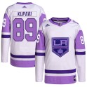 Adidas Los Angeles Kings Men's Rasmus Kupari Authentic White/Purple Hockey Fights Cancer Primegreen NHL Jersey