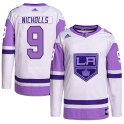 Adidas Los Angeles Kings Men's Bernie Nicholls Authentic White/Purple Hockey Fights Cancer Primegreen NHL Jersey