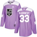 Adidas Los Angeles Kings Men's Tobias Bjornfot Authentic Purple Fights Cancer Practice NHL Jersey