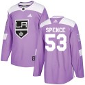 Adidas Los Angeles Kings Men's Jordan Spence Authentic Purple Fights Cancer Practice NHL Jersey