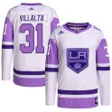 Adidas Los Angeles Kings Youth Matt Villalta Authentic White/Purple Hockey Fights Cancer Primegreen NHL Jersey