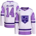 Adidas Los Angeles Kings Youth Justin Williams Authentic White/Purple Hockey Fights Cancer Primegreen NHL Jersey