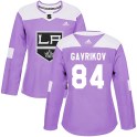 Adidas Los Angeles Kings Women's Vladislav Gavrikov Authentic Purple Fights Cancer Practice NHL Jersey