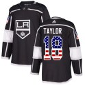 Adidas Los Angeles Kings Men's Dave Taylor Authentic Black USA Flag Fashion NHL Jersey