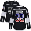 Adidas Los Angeles Kings Women's Kelly Hrudey Authentic Black USA Flag Fashion NHL Jersey