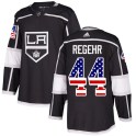 Adidas Los Angeles Kings Men's Robyn Regehr Authentic Black USA Flag Fashion NHL Jersey