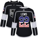 Adidas Los Angeles Kings Women's Trevor Lewis Authentic Black USA Flag Fashion NHL Jersey