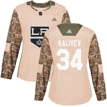 Adidas Los Angeles Kings Women's Arthur Kaliyev Authentic Camo Veterans Day Practice NHL Jersey