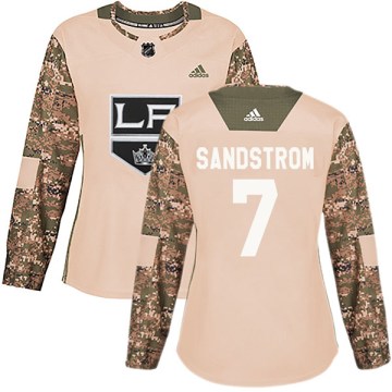 Adidas Los Angeles Kings Women's Tomas Sandstrom Authentic Camo Veterans Day Practice NHL Jersey