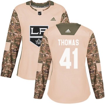 Adidas Los Angeles Kings Women's Akil Thomas Authentic Camo Veterans Day Practice NHL Jersey