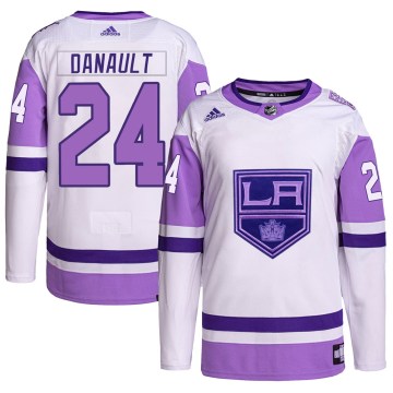 Adidas Los Angeles Kings Men's Phillip Danault Authentic White/Purple Hockey Fights Cancer Primegreen NHL Jersey