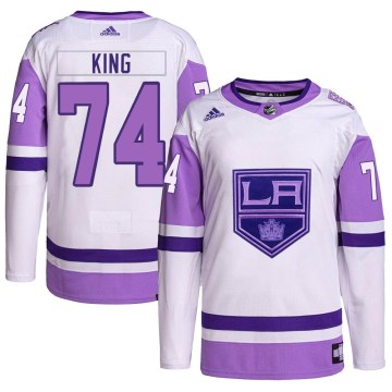 Adidas Los Angeles Kings Men's Dwight King Authentic White/Purple Hockey Fights Cancer Primegreen NHL Jersey
