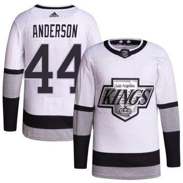 Adidas Los Angeles Kings Youth Mikey Anderson Authentic White 2021/22 Alternate Primegreen Pro Player NHL Jersey