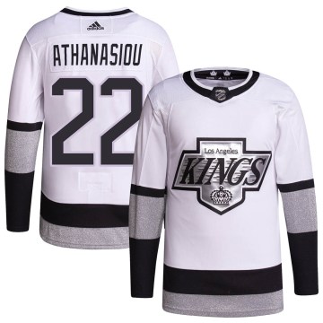 Adidas Los Angeles Kings Youth Andreas Athanasiou Authentic White 2021/22 Alternate Primegreen Pro Player NHL Jersey
