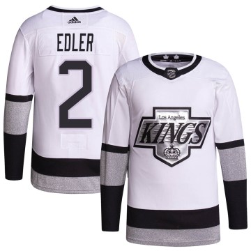 Adidas Los Angeles Kings Youth Alexander Edler Authentic White 2021/22 Alternate Primegreen Pro Player NHL Jersey