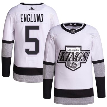 Adidas Los Angeles Kings Youth Andreas Englund Authentic White 2021/22 Alternate Primegreen Pro Player NHL Jersey