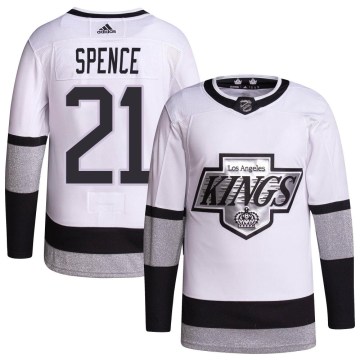 Adidas Los Angeles Kings Youth Jordan Spence Authentic White 2021/22 Alternate Primegreen Pro Player NHL Jersey