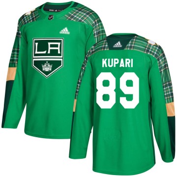 Adidas Los Angeles Kings Men's Rasmus Kupari Authentic Green St. Patrick's Day Practice NHL Jersey